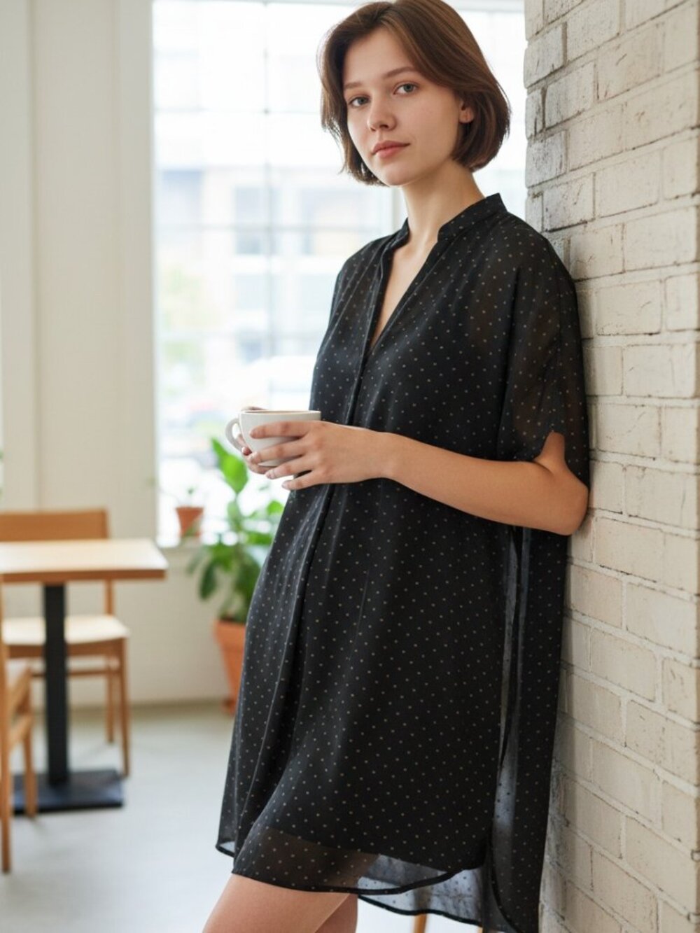 Monk & Lou Black Shift Dress - Heart Print (Size S)